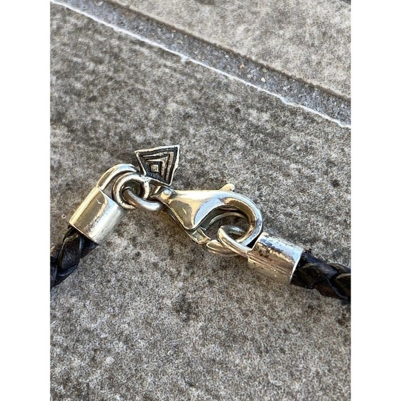 925 Silpada Necklace Flower Hammered Oxidized Pendant Black Leather ? Cord 16” - Picture 6 of 11